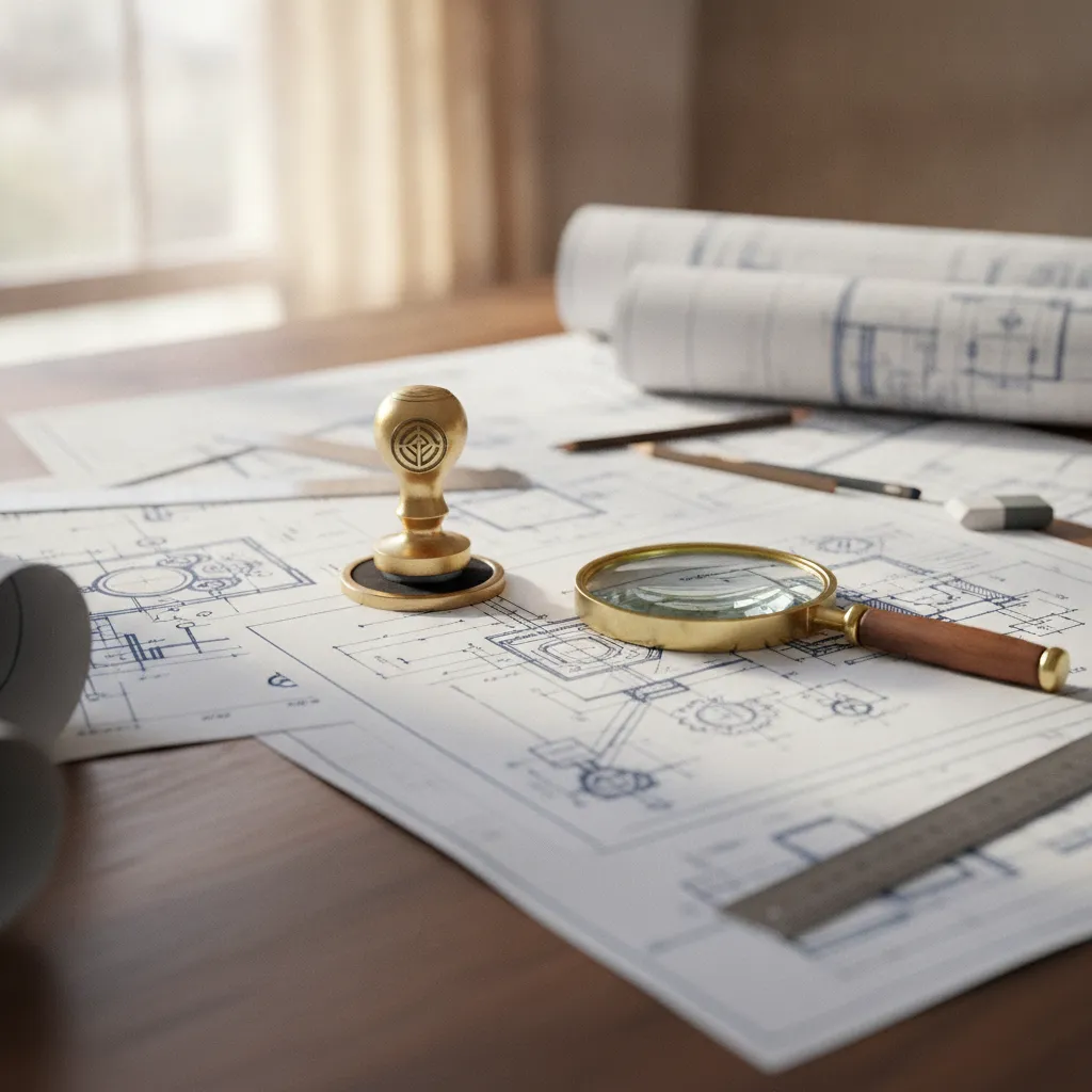 Trademark and patent documents with law reports on a desk, Delhi