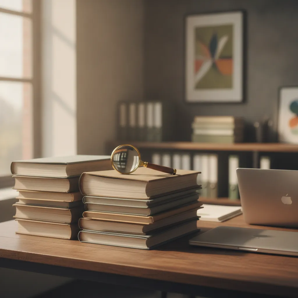 Financial ledgers, documents and a secure office desk under warm light, Delhi